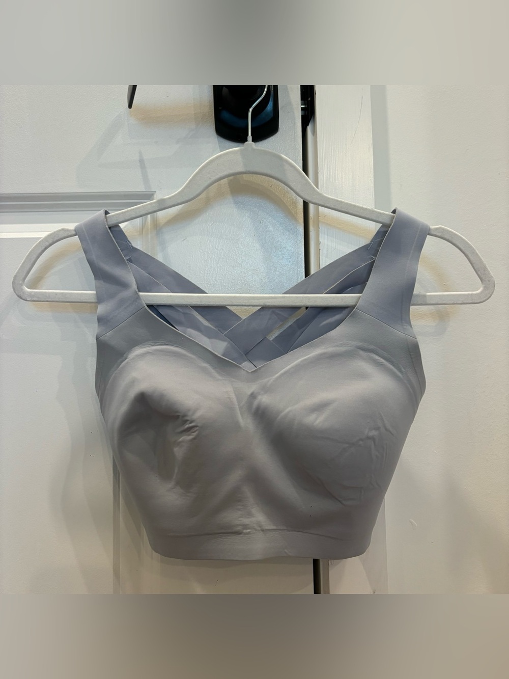 Lululemon gray/purple strappy sports bra